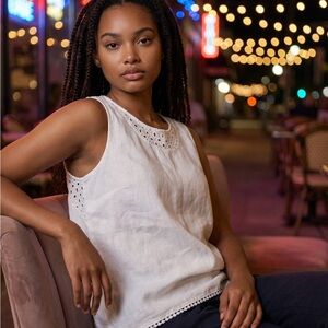 Chic White Eyelet Tank Top